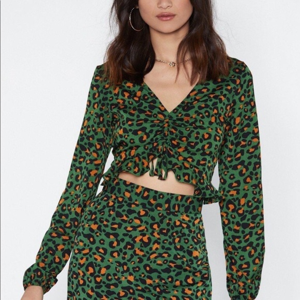 Green Animal Print Blouse 💚